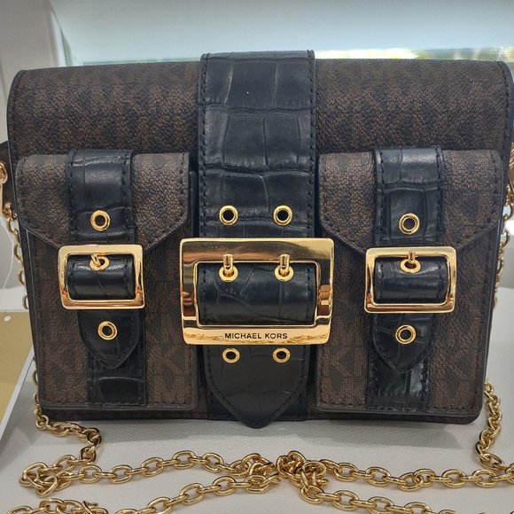 Michael Kors Hayden Brown / Black MD Pocket MSGR- Hard to Find - Picture 6 of 8